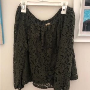 Olive Green Off the Shoulder Top